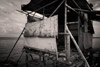 A ramshackle fisherman's hut stands on a reef