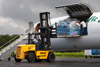 A cargo jet is unloaded